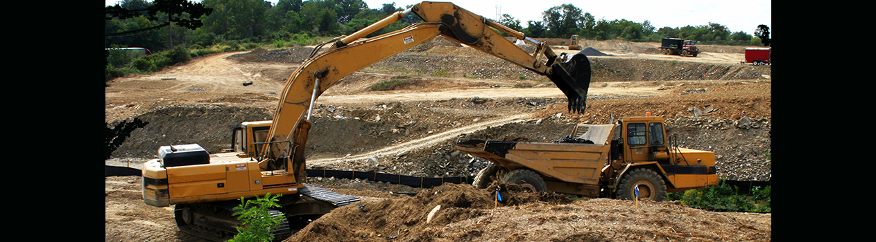 Excavation equipment at a construction site
